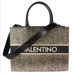 Valentino- Victoria Gold Logo-Adorned Textured-Leather Satchel